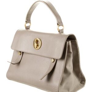 YSL Elegant Taupe Leather Satchel used once